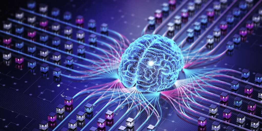 Digital Brain. AI. Machine Learning. AI Neural Network Concepts